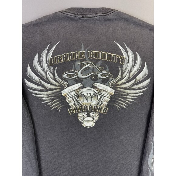 Rare Vintage Y2K Orange County Choppers New York Flames Faded Longsleeve XL Tee - Picture 4 of 15